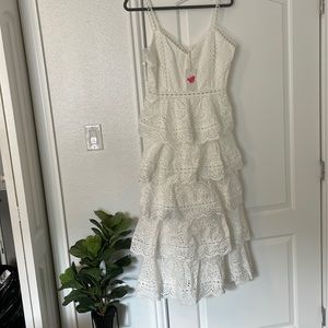 White tier ruffle dress perfect for brides